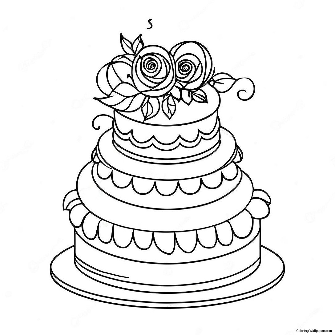 Multi-Tiered Wedding Cake Coloring Page 17791