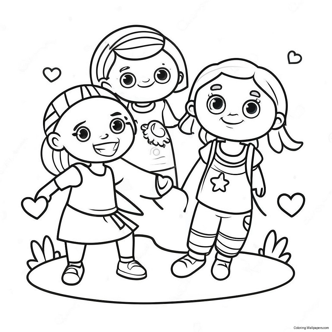 Multicultural Children Playing Together Coloring Page 31511