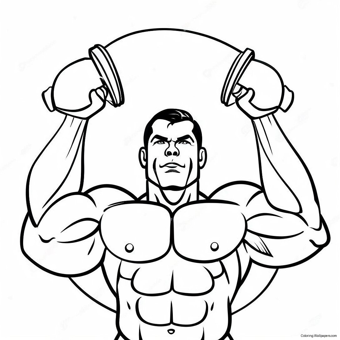 Muscular Man Lifting Weights Coloring Page 14667