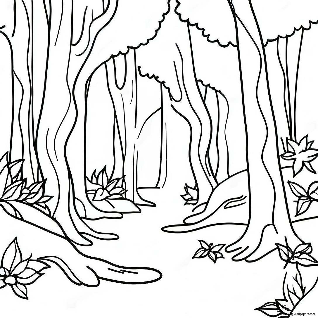 Mysterious Dark Forest Coloring Page 10136