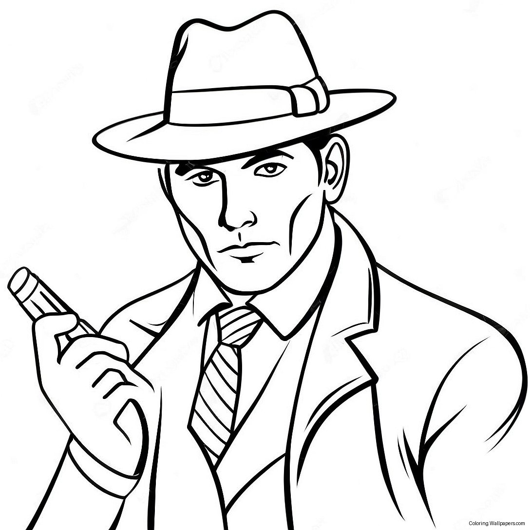 Mysterious Detective In Action Coloring Page 54135