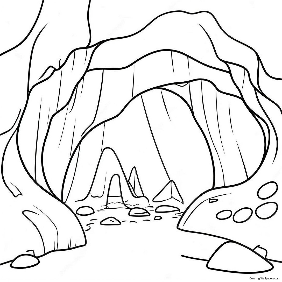 Page À Colorier De Grotte Mystique Avec Des Cristaux Scintillants 47593