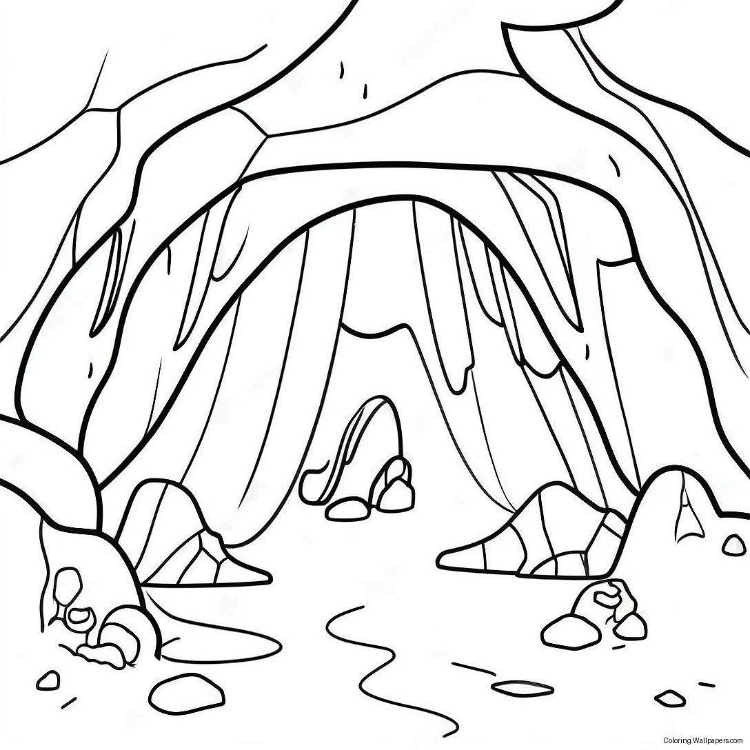 Page À Colorier De Grotte Mystique Avec Des Cristaux Scintillants 47594