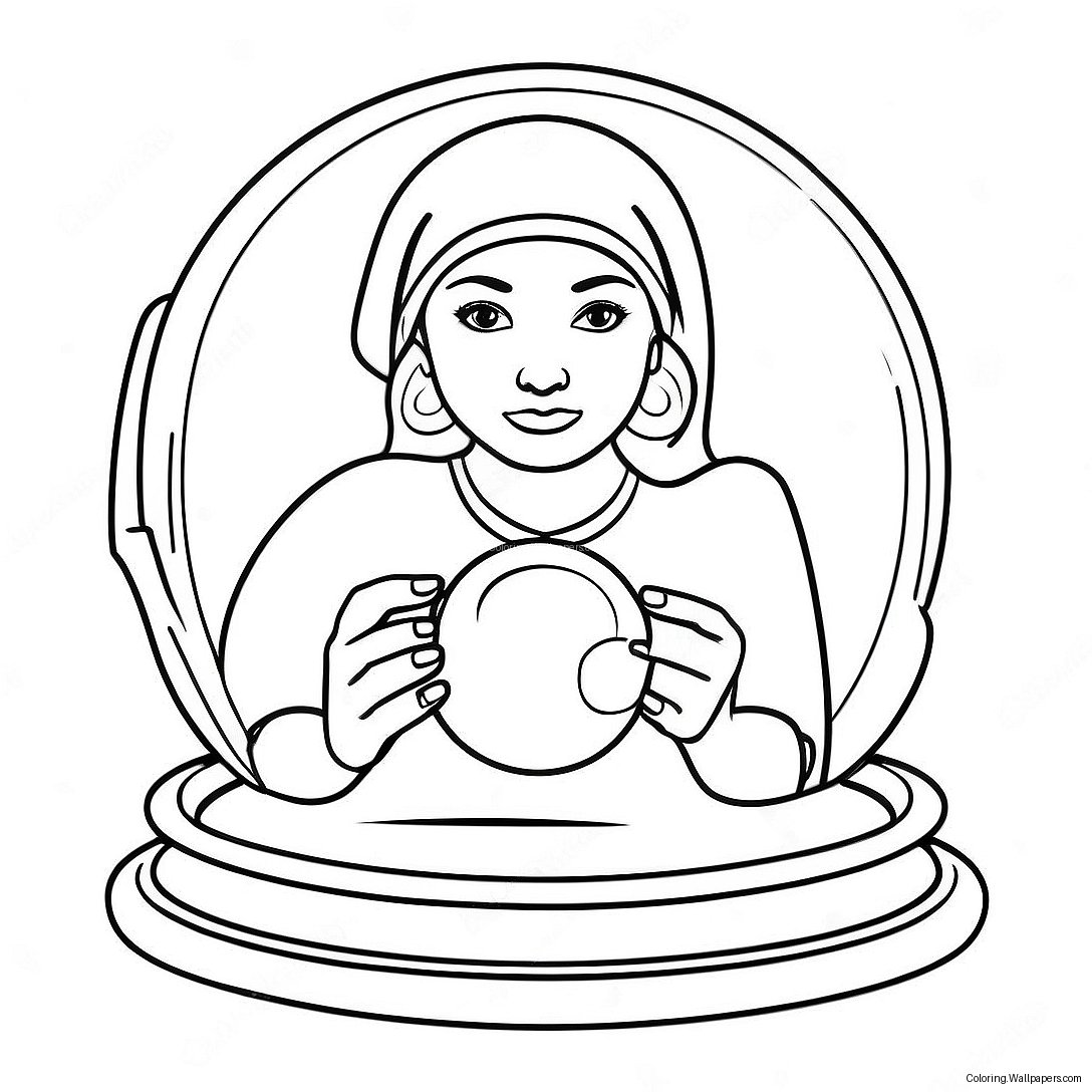 Mystical Fortune Teller With Crystal Ball Coloring Page 46616