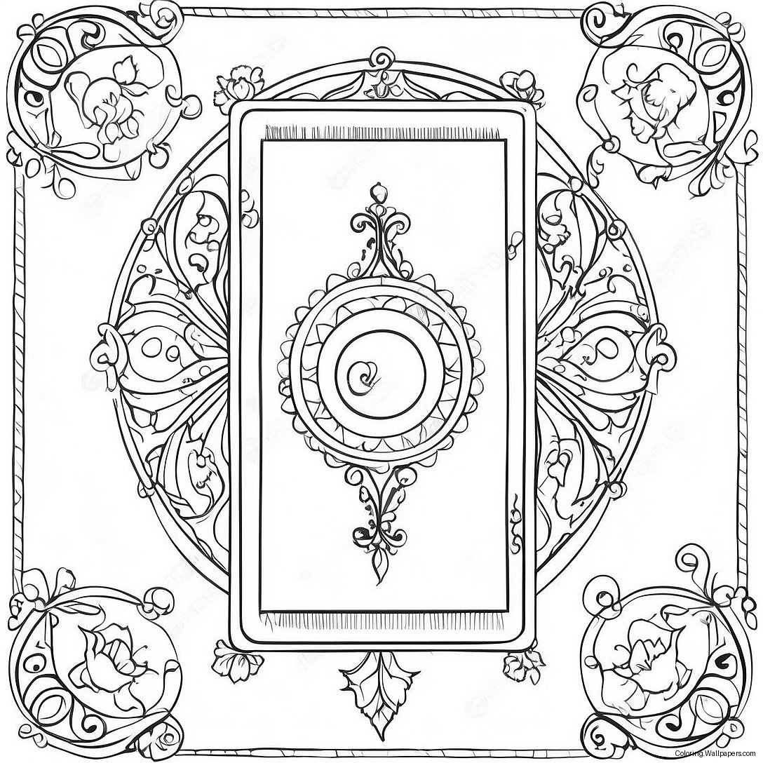 Mystical Tarot Card Coloring Page 8528