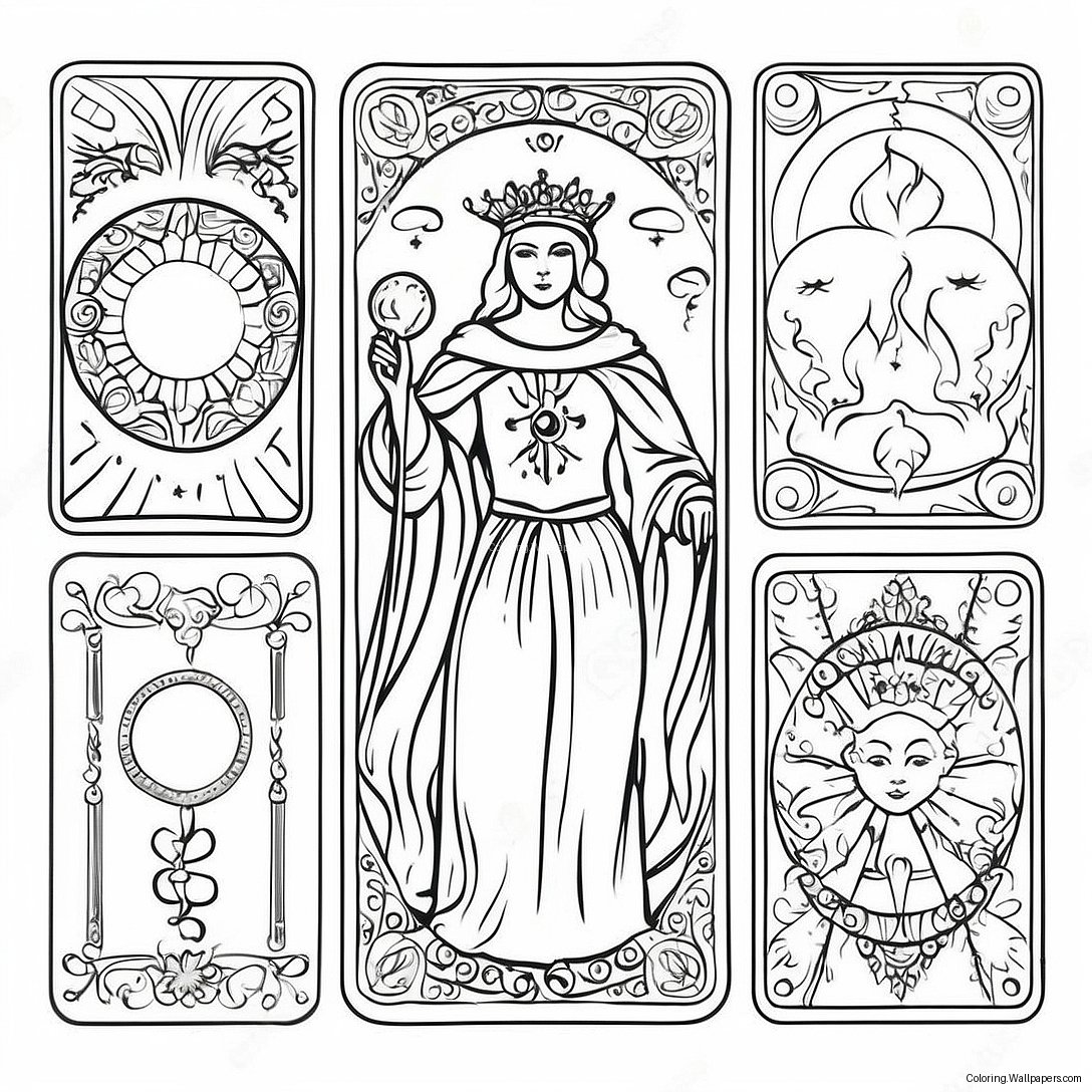 Mystical Tarot Card Coloring Page 6488