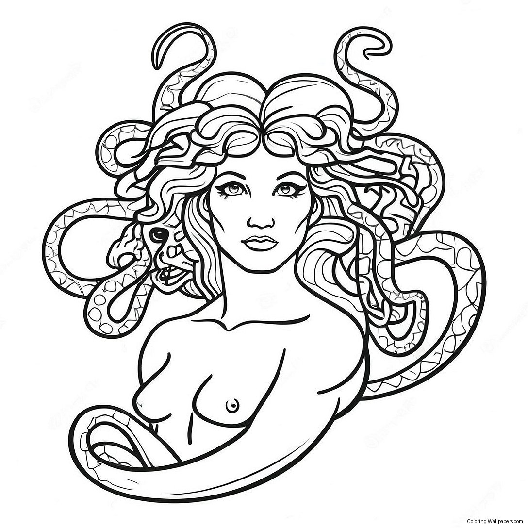 Mythical Medusa With Snakes Coloring Page 7178