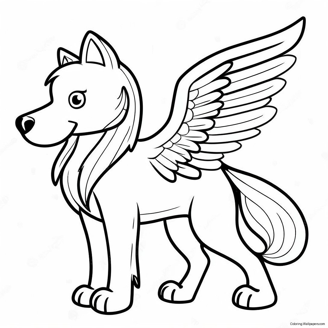 Mythical Winged Wolf Coloring Page 39977