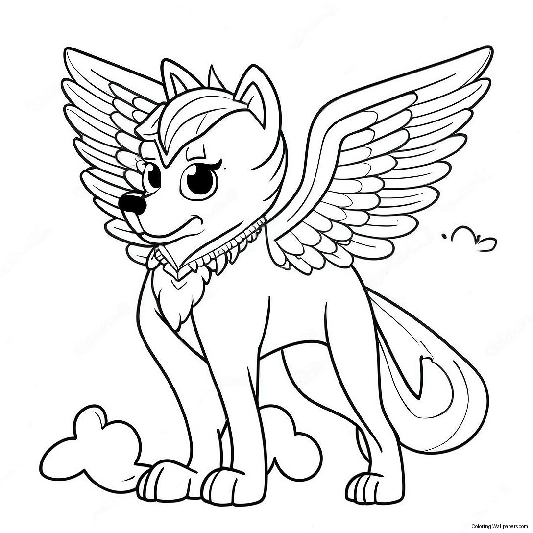 Mythical Winged Wolf Coloring Page 39978