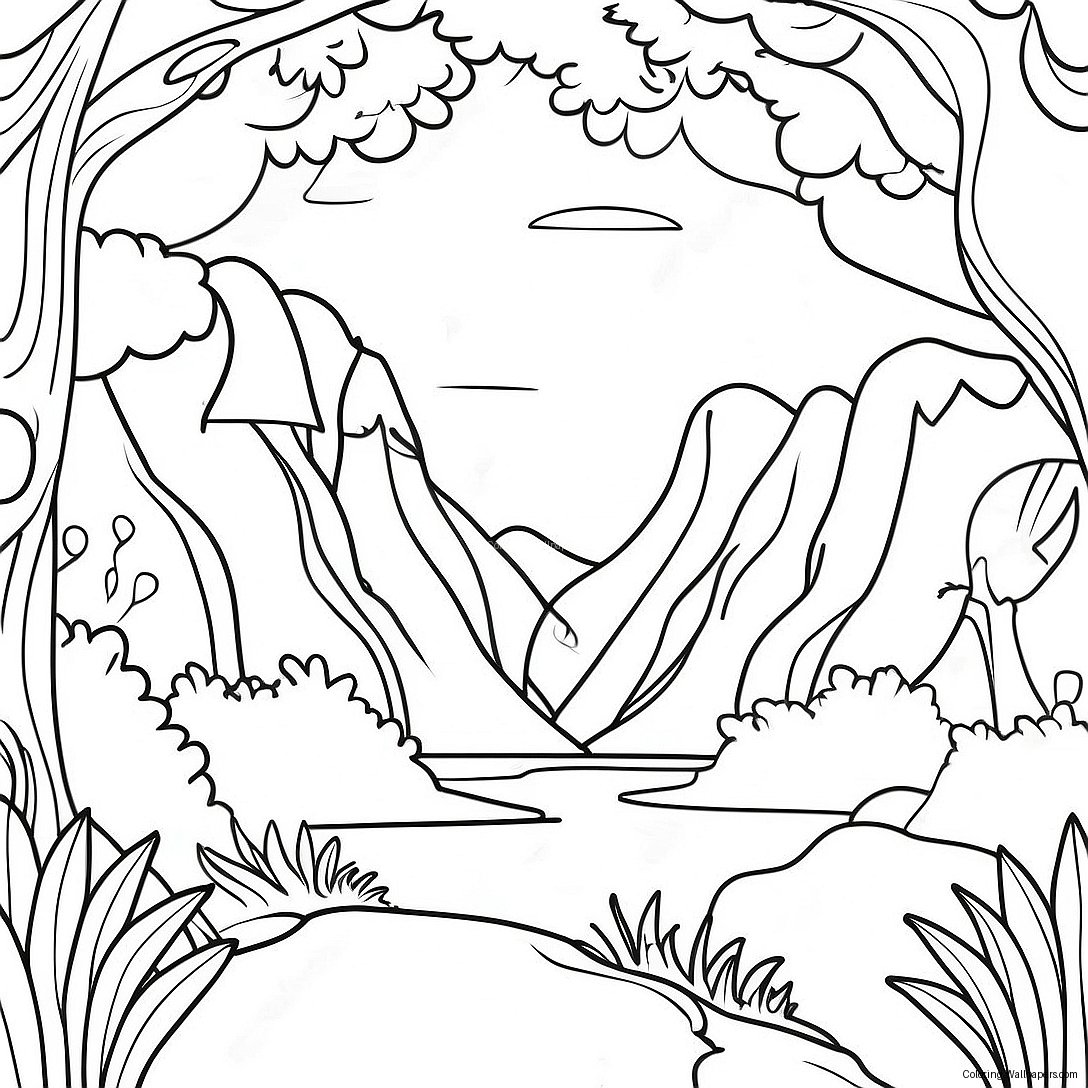 Page À Colorier De Paysage Fantastique Mythographique 38201