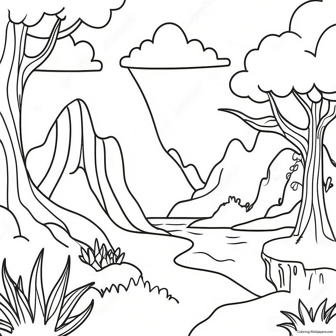 Page À Colorier De Paysage Fantastique Mythographique 38202