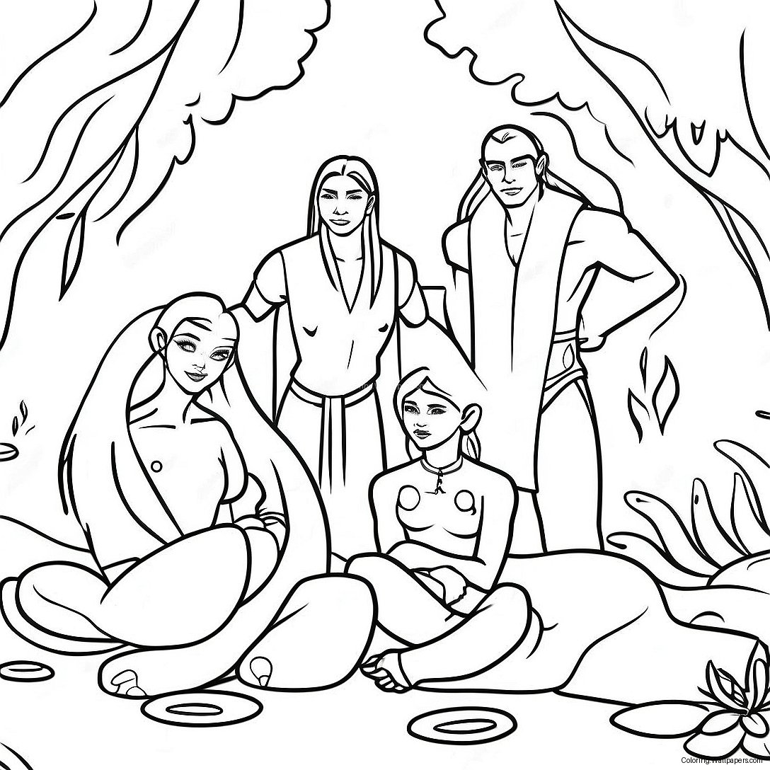 Na'vi Family Scene Coloring Page 16288