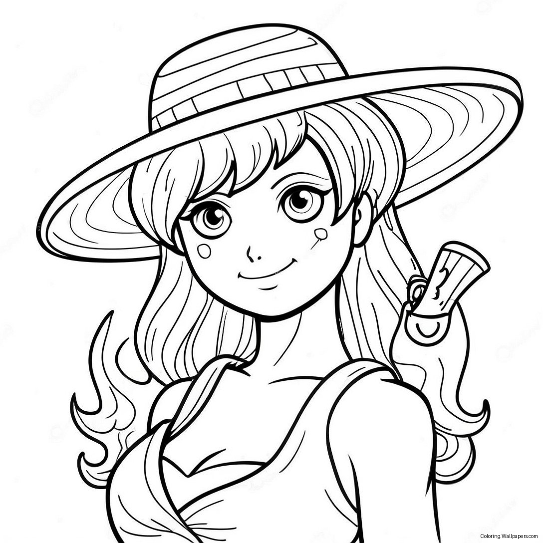 Nami With Straw Hat Coloring Page 24792