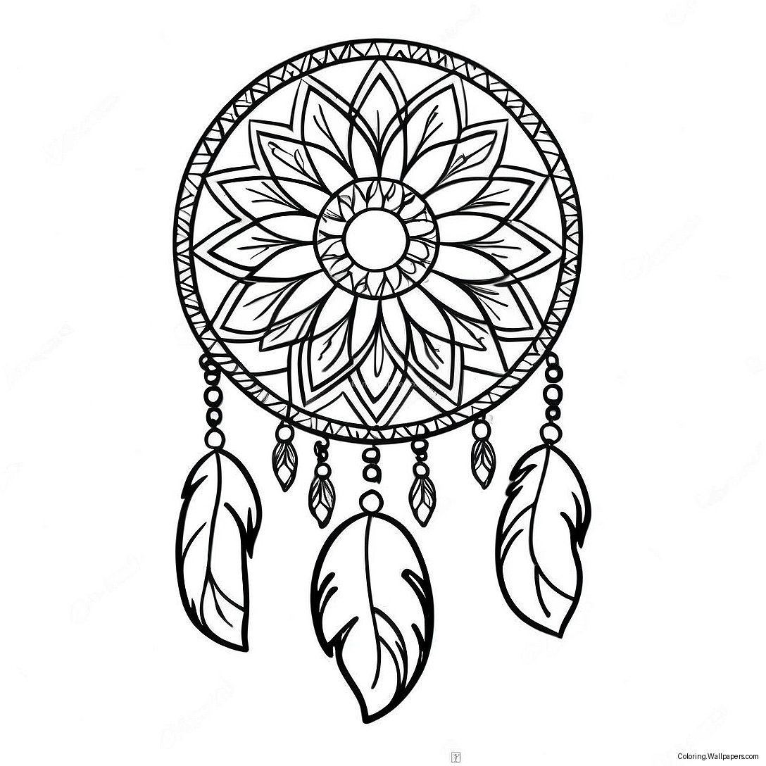 Native American Dreamcatcher Coloring Page 40596