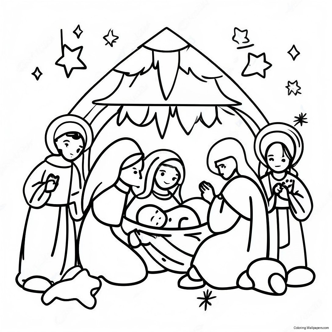 Page À Colorier De Crèche Avec Le Bébé Jésus 51301