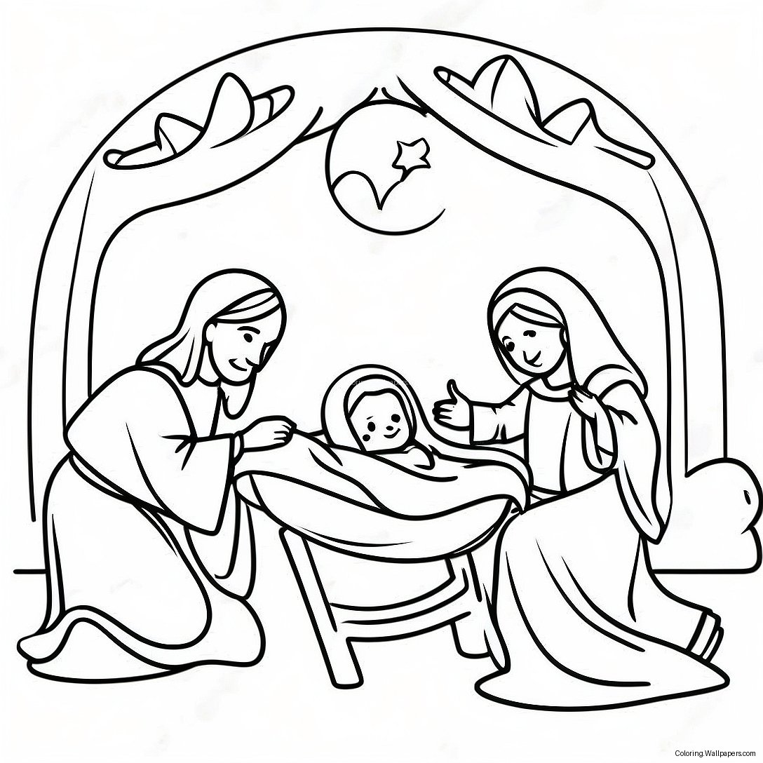 Página Para Colorir Da Cena De Natal Com O Bebê Jesus 51303