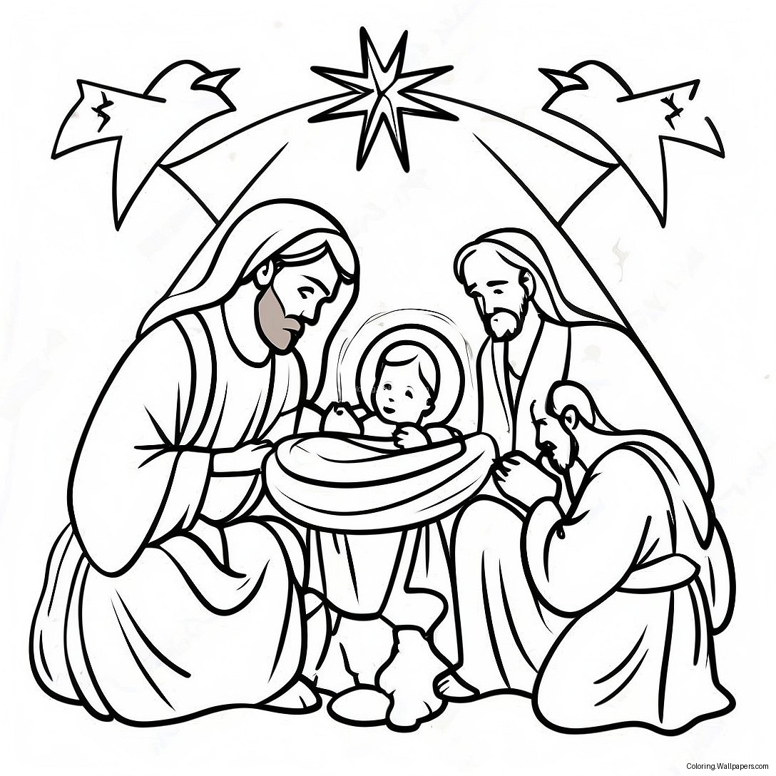 Kerststal Met Baby Jezus Kleurplaat 51304