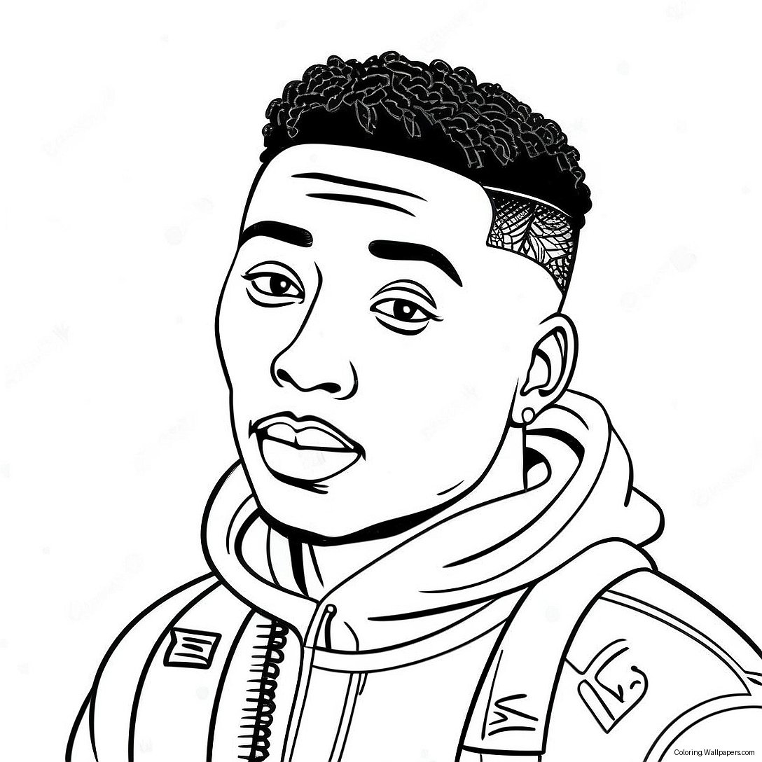 Nba Youngboy I Stilig Outfit Målarbild 9190