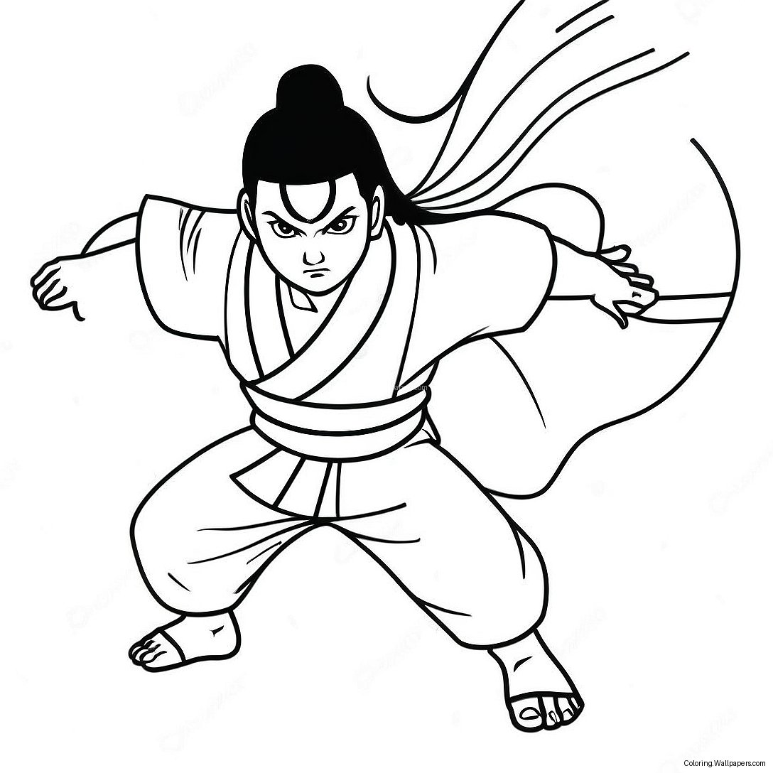 Neji In Dynamic Battle Pose Coloring Page 56951