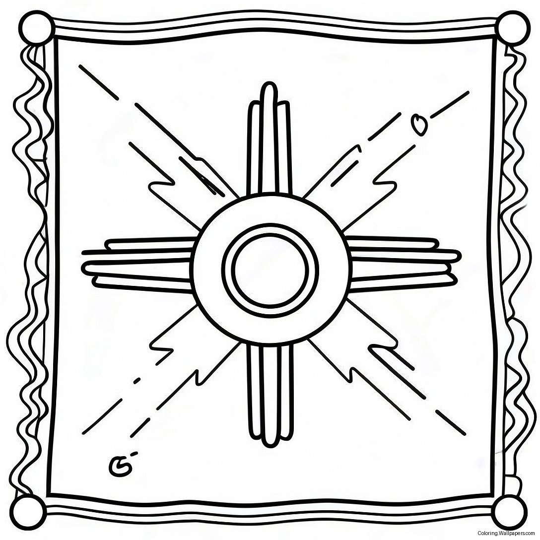 New Mexico Statsflagga Färgläggningssida 24636