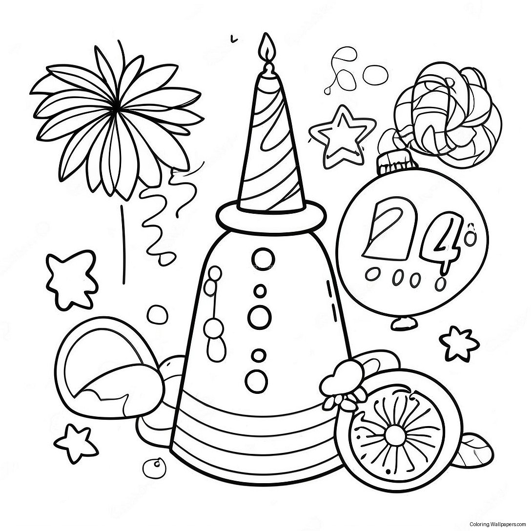 New Years 2024 Celebration Coloring Page 8890