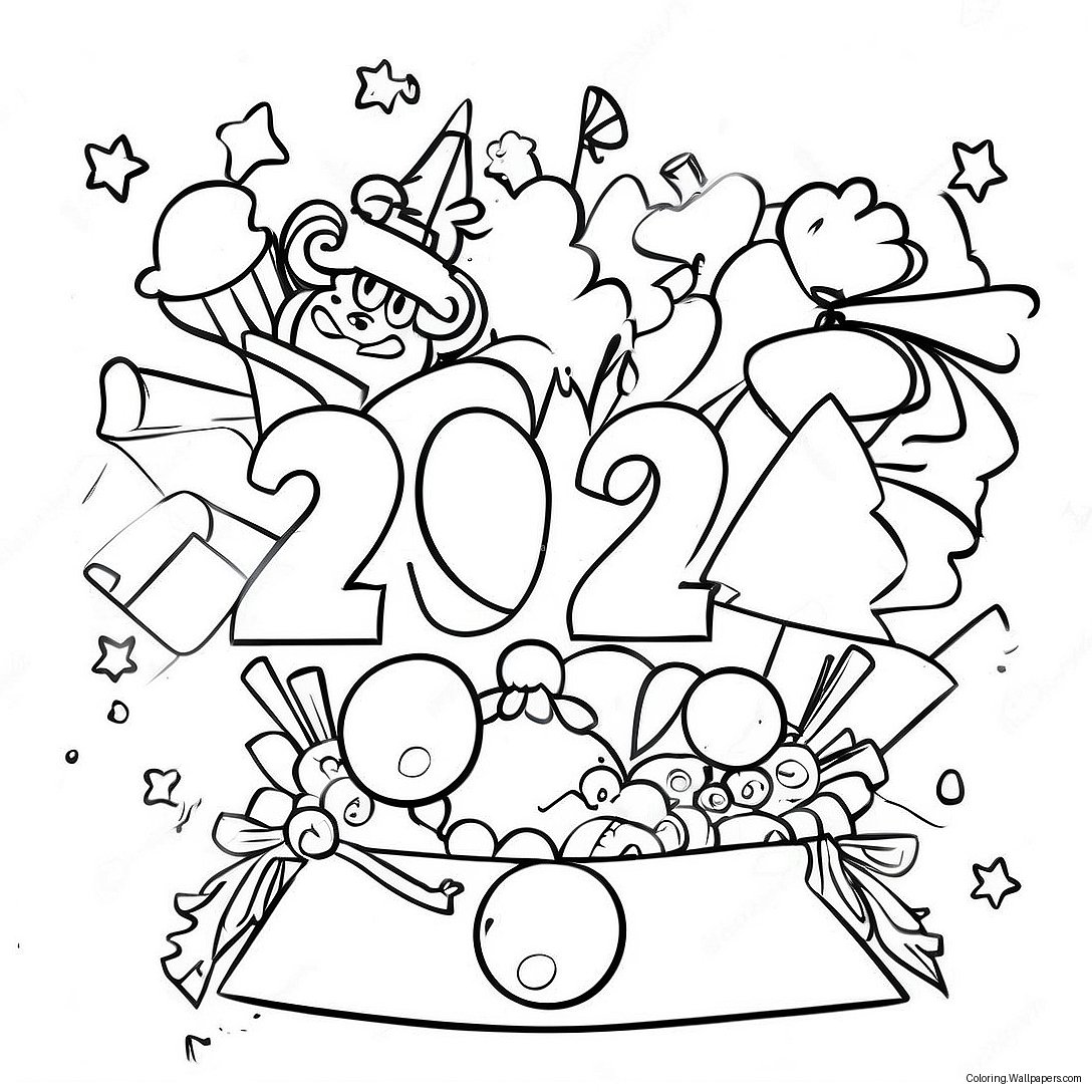 New Years 2024 Celebration Coloring Page 8892