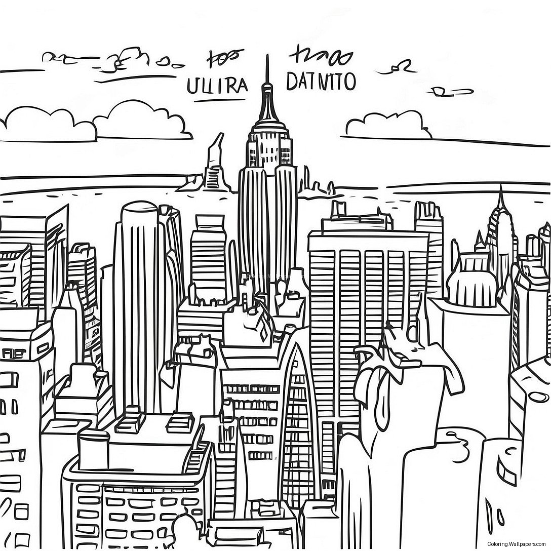 New York City Skyline Coloring Page 4989