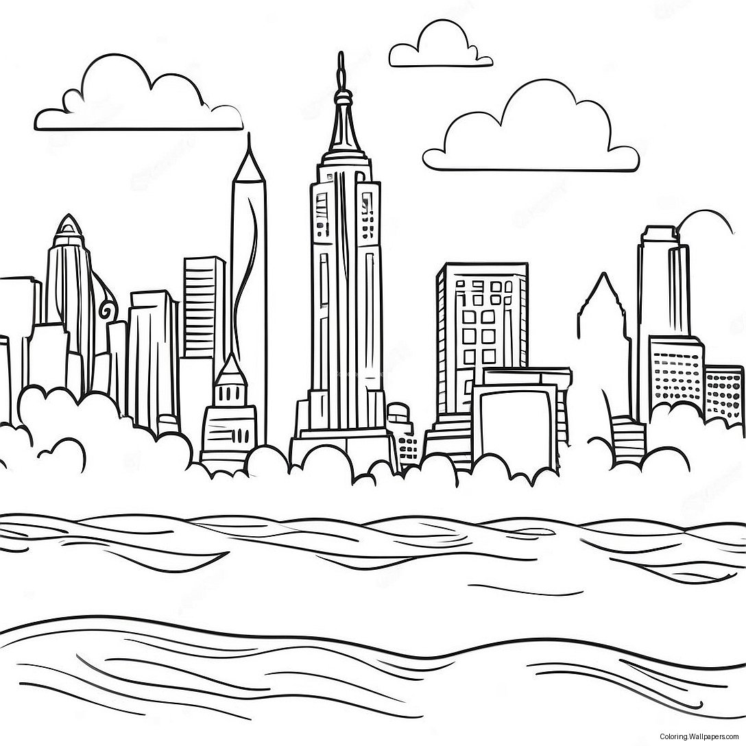 New York City Skyline Coloring Page 4991