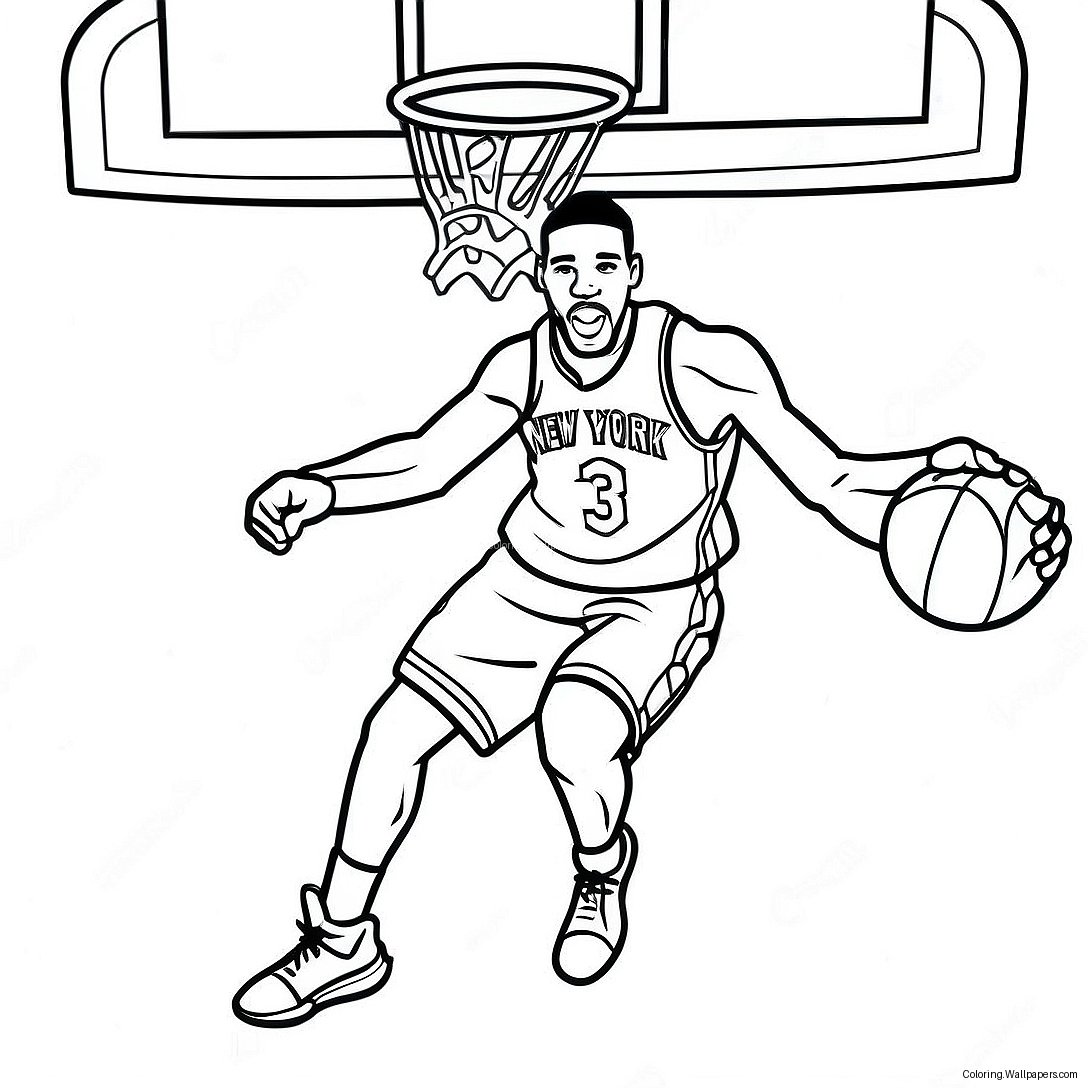 New York Knicks Spieler Dunkend Ausmalbild 27640