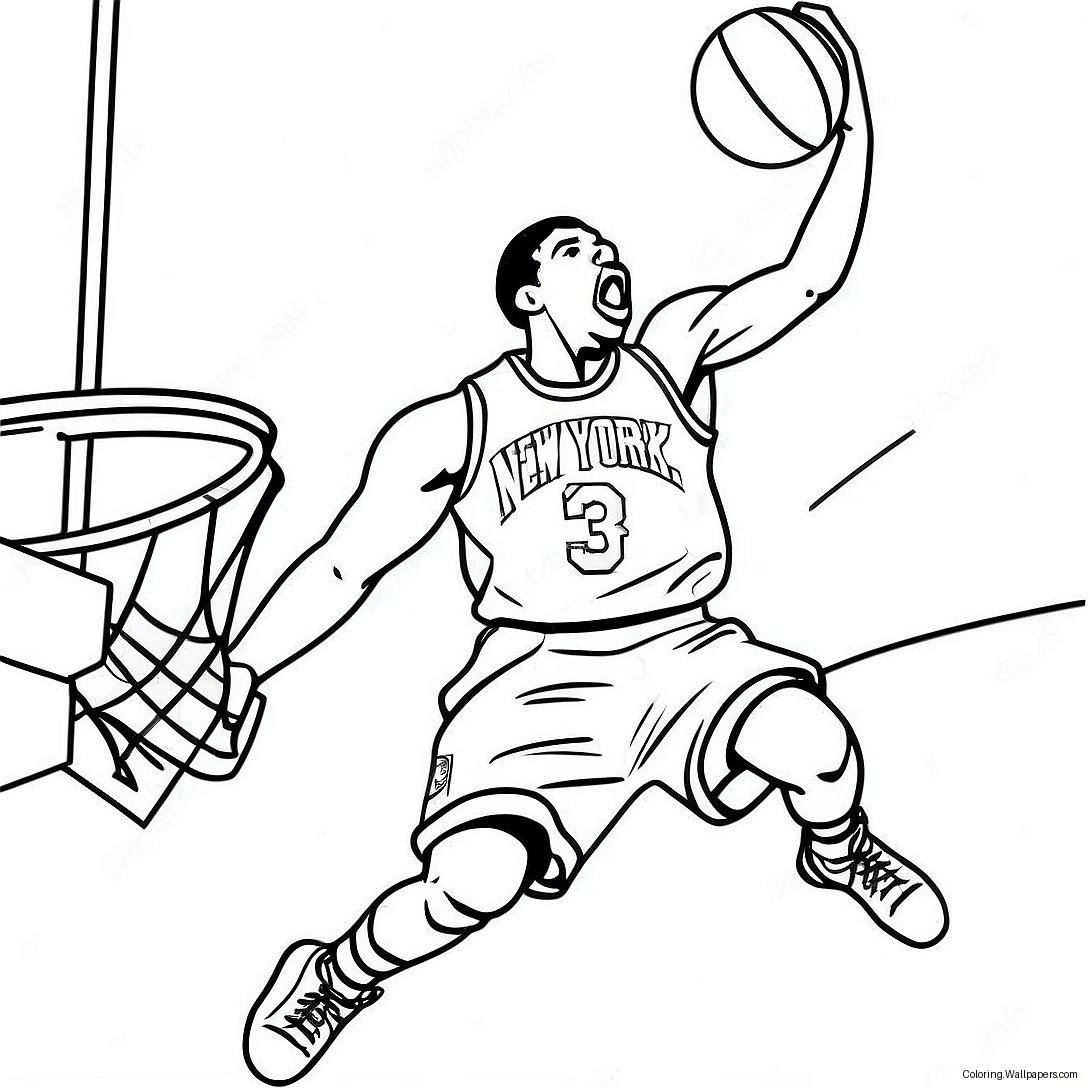 New York Knicks Player Dunking Coloring Page 42154