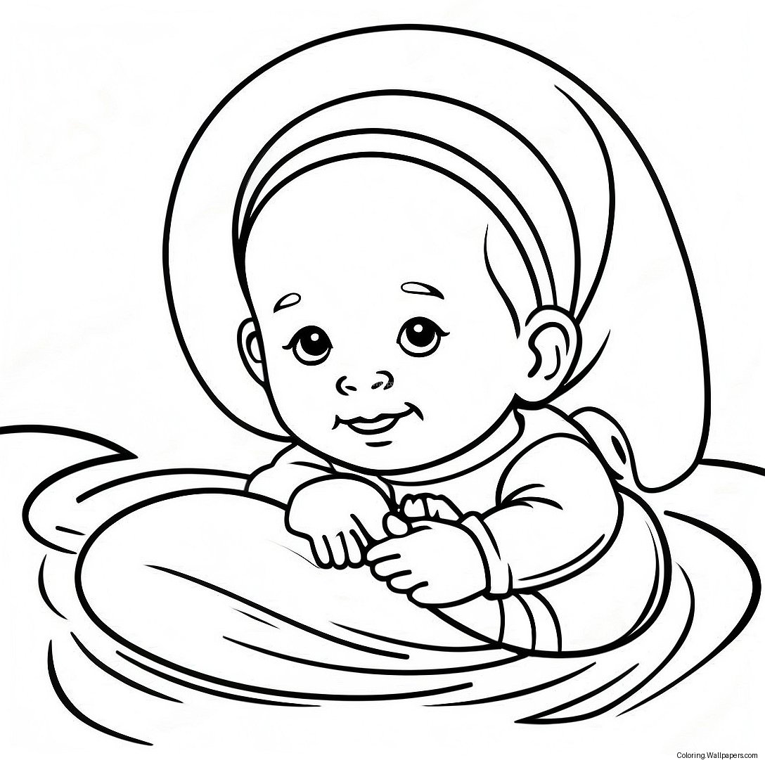 Newborn Baby Realistic Coloring Page 19768