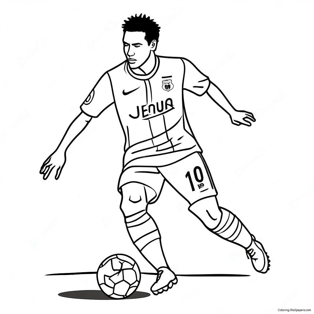 Neymar Dribbling Past Defender Coloring Page 13809