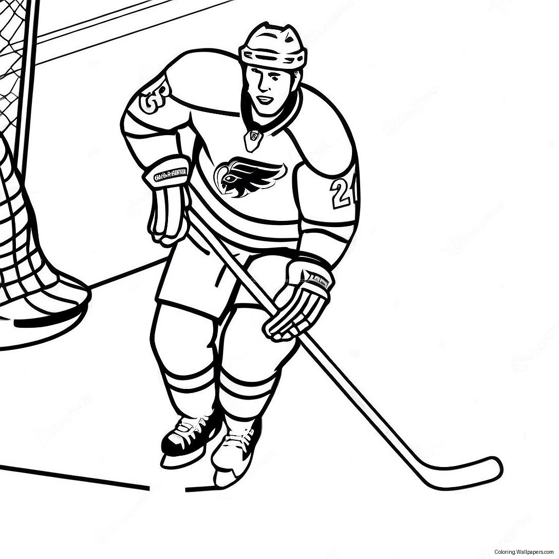 Página Para Colorear De Jugador De Hockey Sobre Hielo De La Nhl En Acción 18608