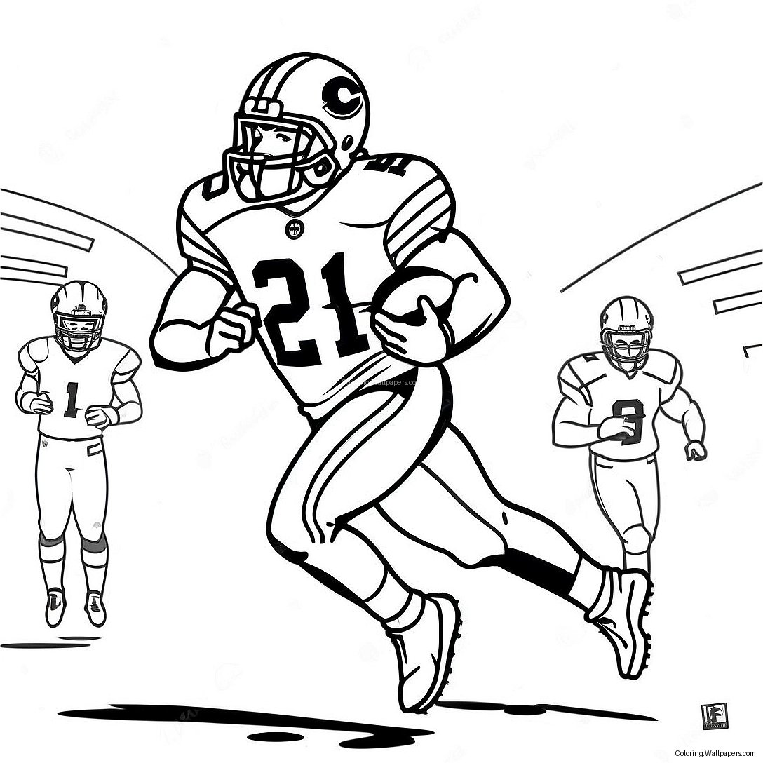 Página Para Colorear De Nick Chubb Corriendo Con Un Balón De Fútbol 34404