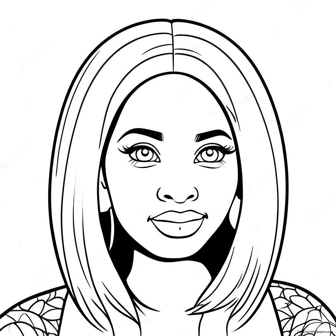 Nicki Minaj With Colorful Hair Coloring Page 14329