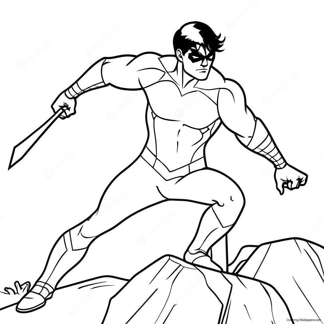 Nightwing In Dramatic Pose Coloring Page 41465