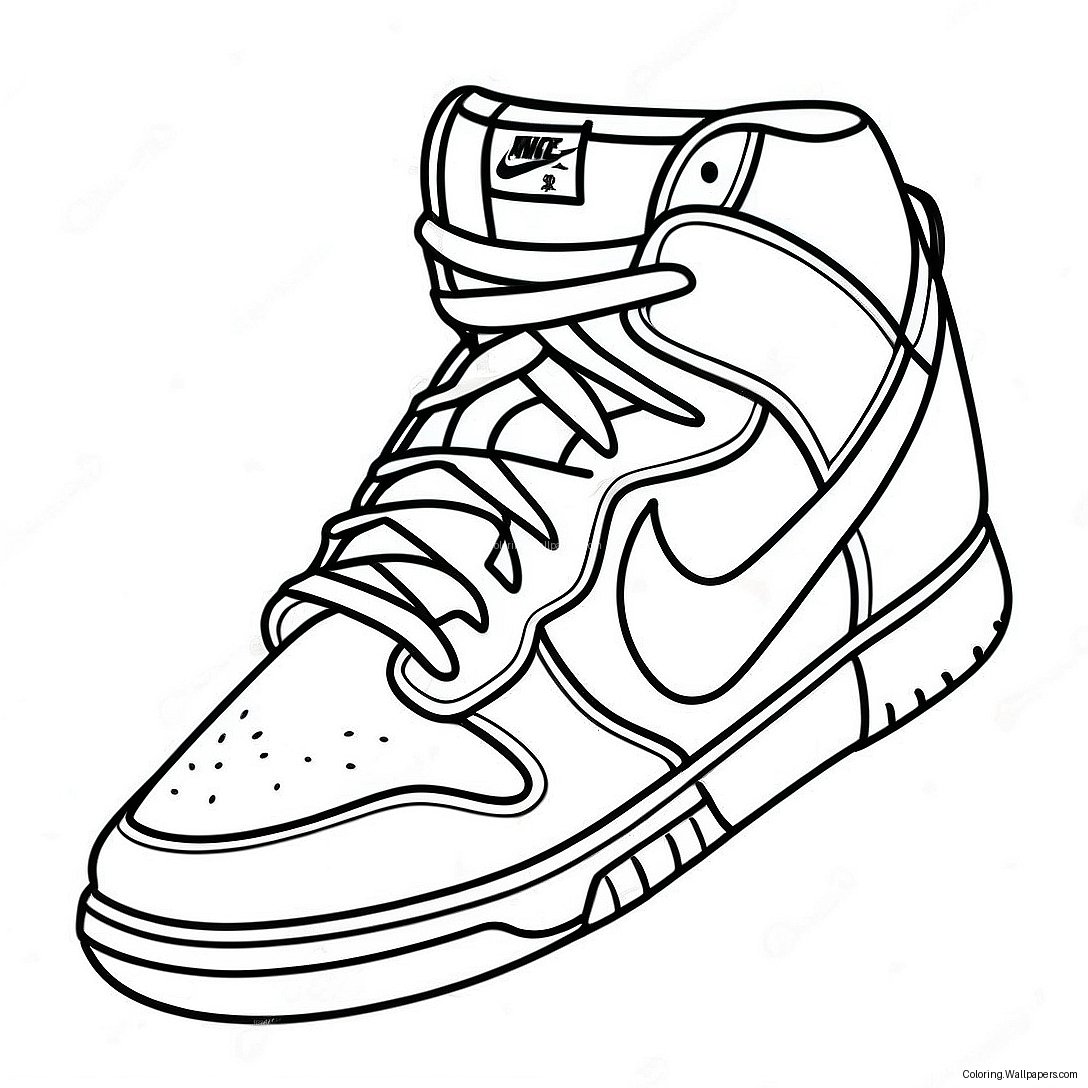 Раскраска С Высокими Кроссовками Nike Dunk 24438