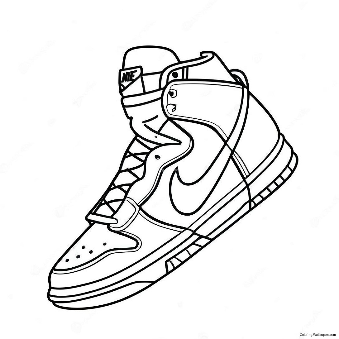 Раскраска С Высокими Кроссовками Nike Dunk 24440