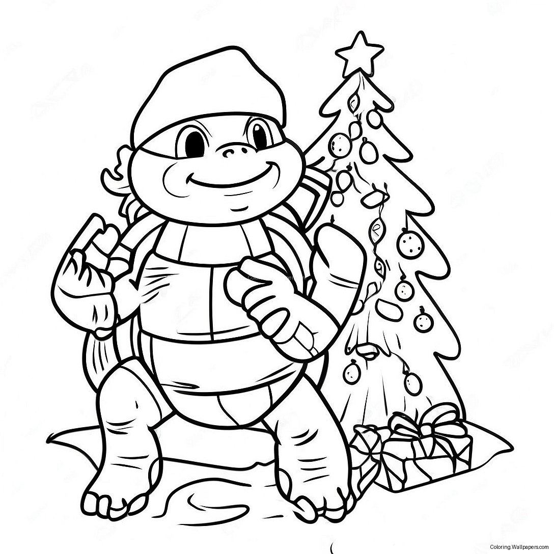 Ninja Turtle Christmas Tree Coloring Page 26267