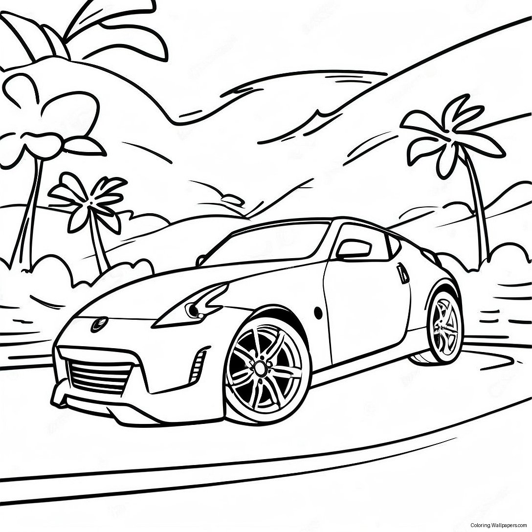 Nissan 370z Racing Scene Coloring Page 45405