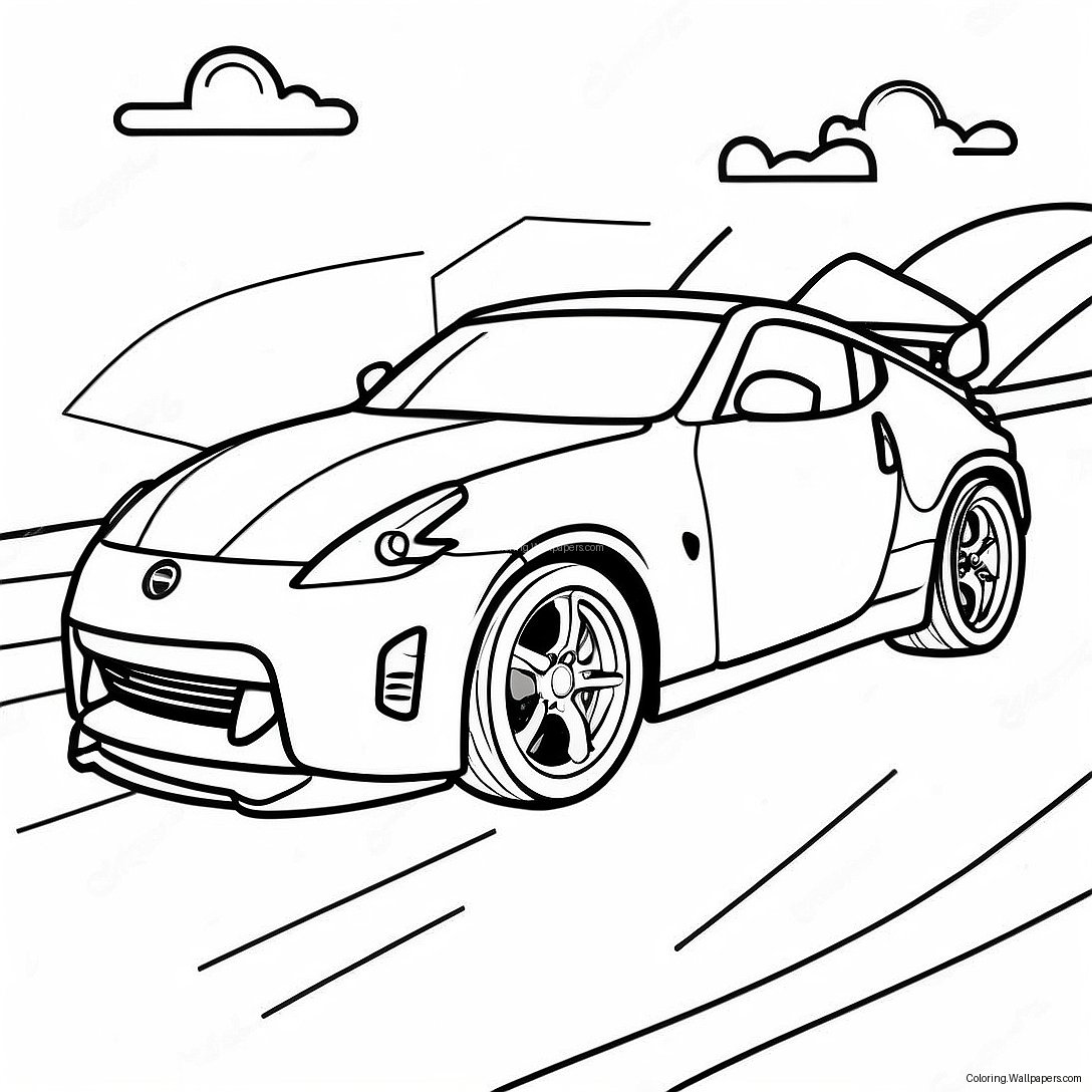 Nissan 370z Racing Scene Coloring Page 45406