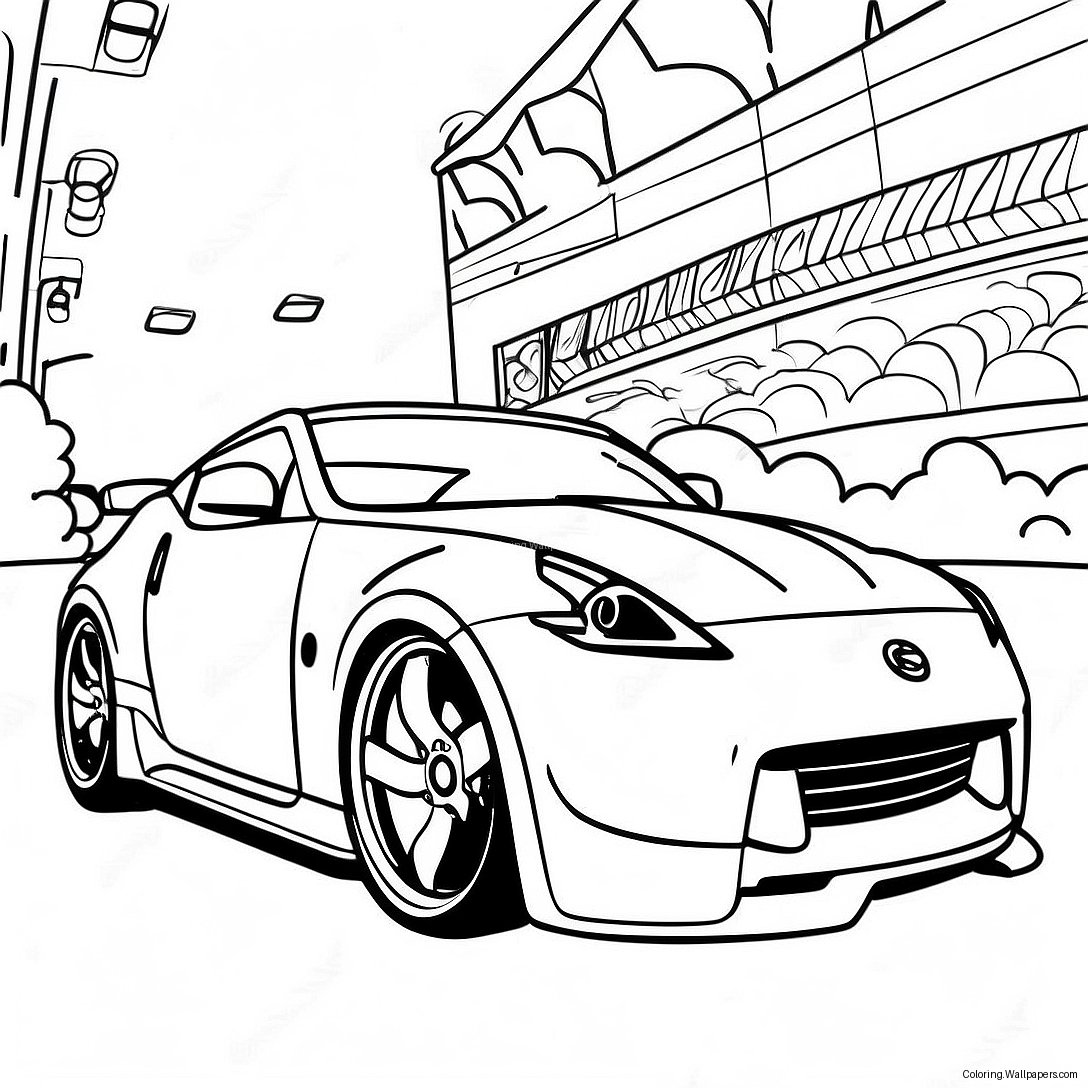 Página Para Colorear De Escena De Carreras De Nissan 370z 45408