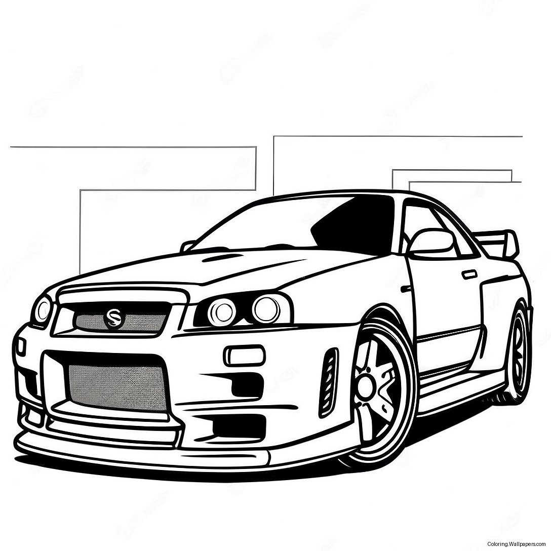 Nissan Skyline Gtr R34 I Aksjon Fargeleggingsark 43547