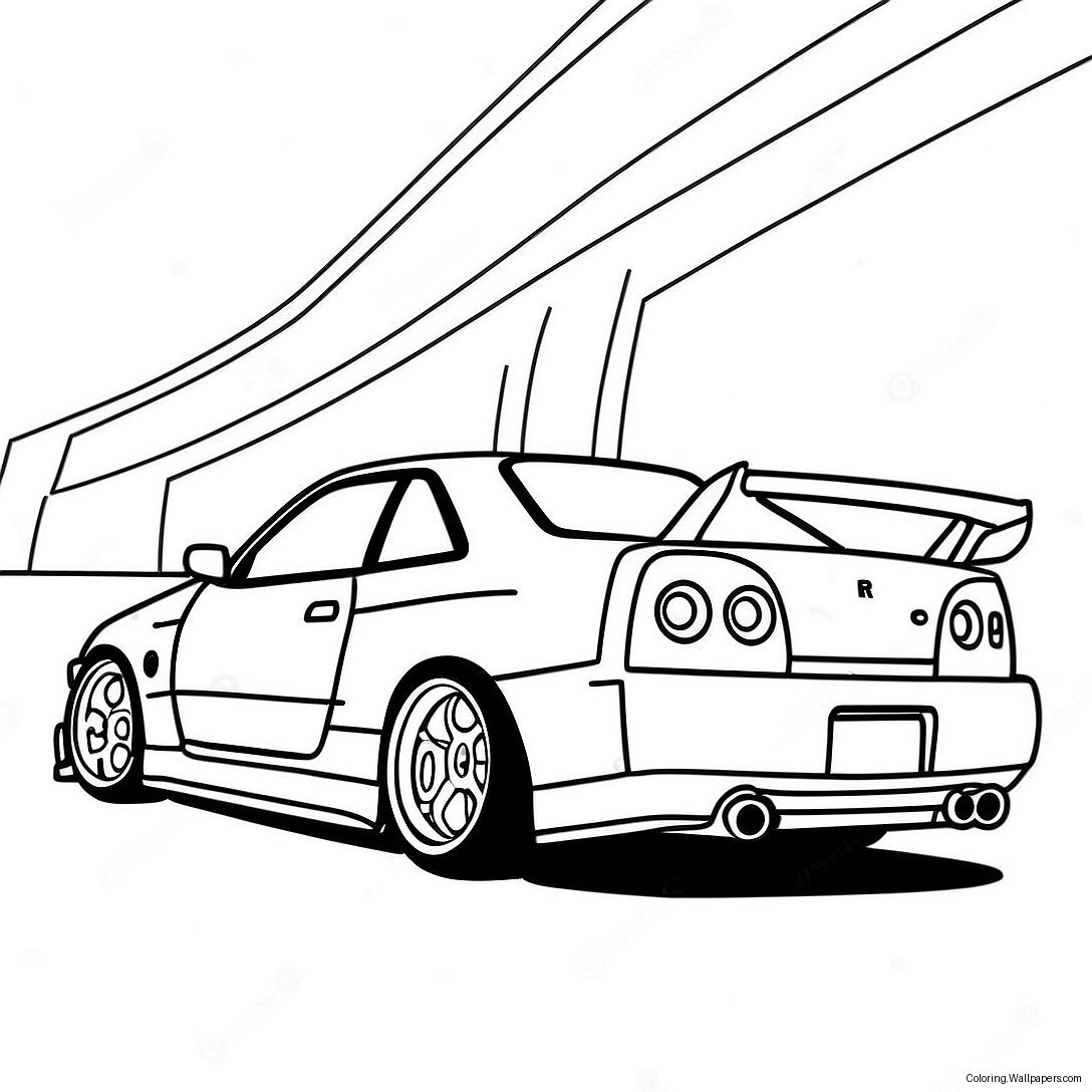 Nissan Skyline R34 In Bewegung Ausmalbild 28890