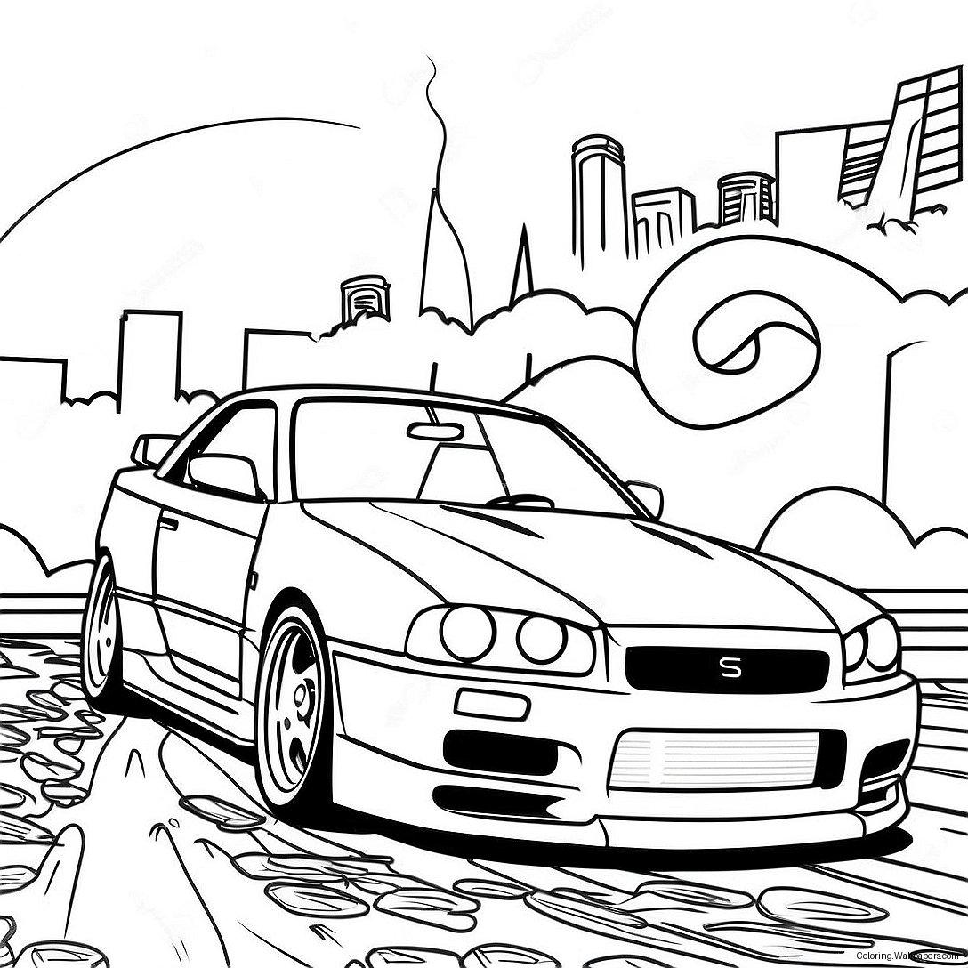 Page À Colorier Voiture De Sport Nissan Skyline R34 28910