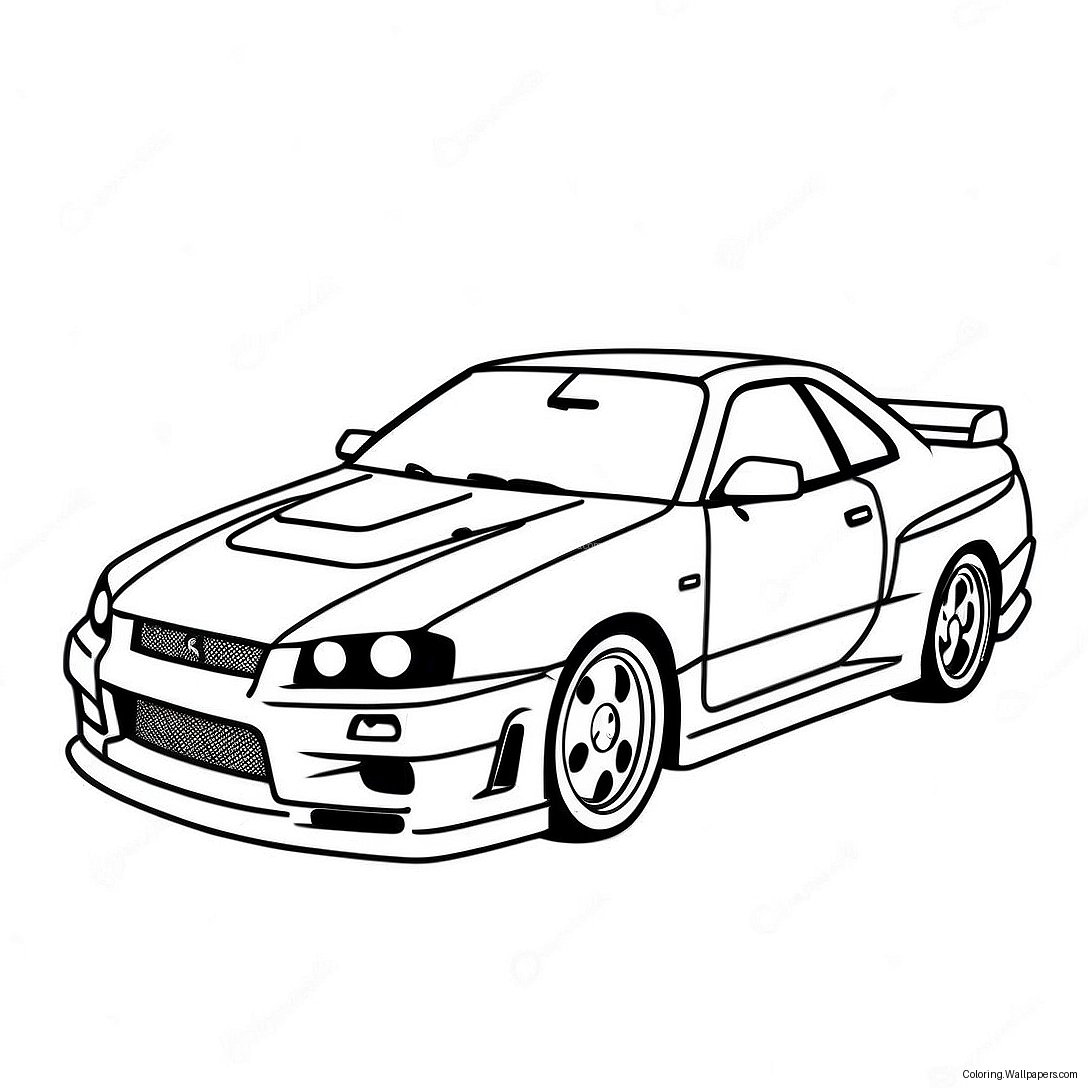 Nissan Skyline R34 Spor Araba Boyama Sayfası 28912