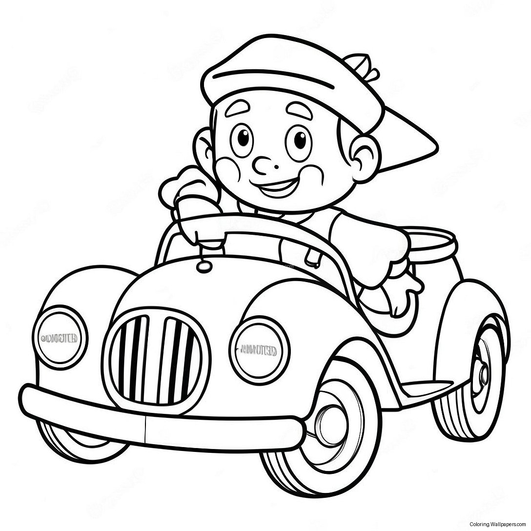 Noddy Dirigindo Seu Carro Colorido Página Para Colorir 49896