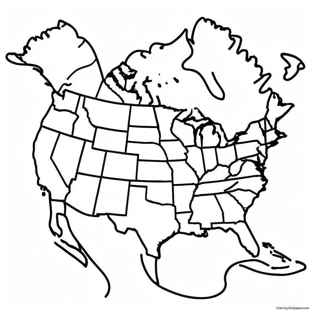 North America Map Coloring Page 38257