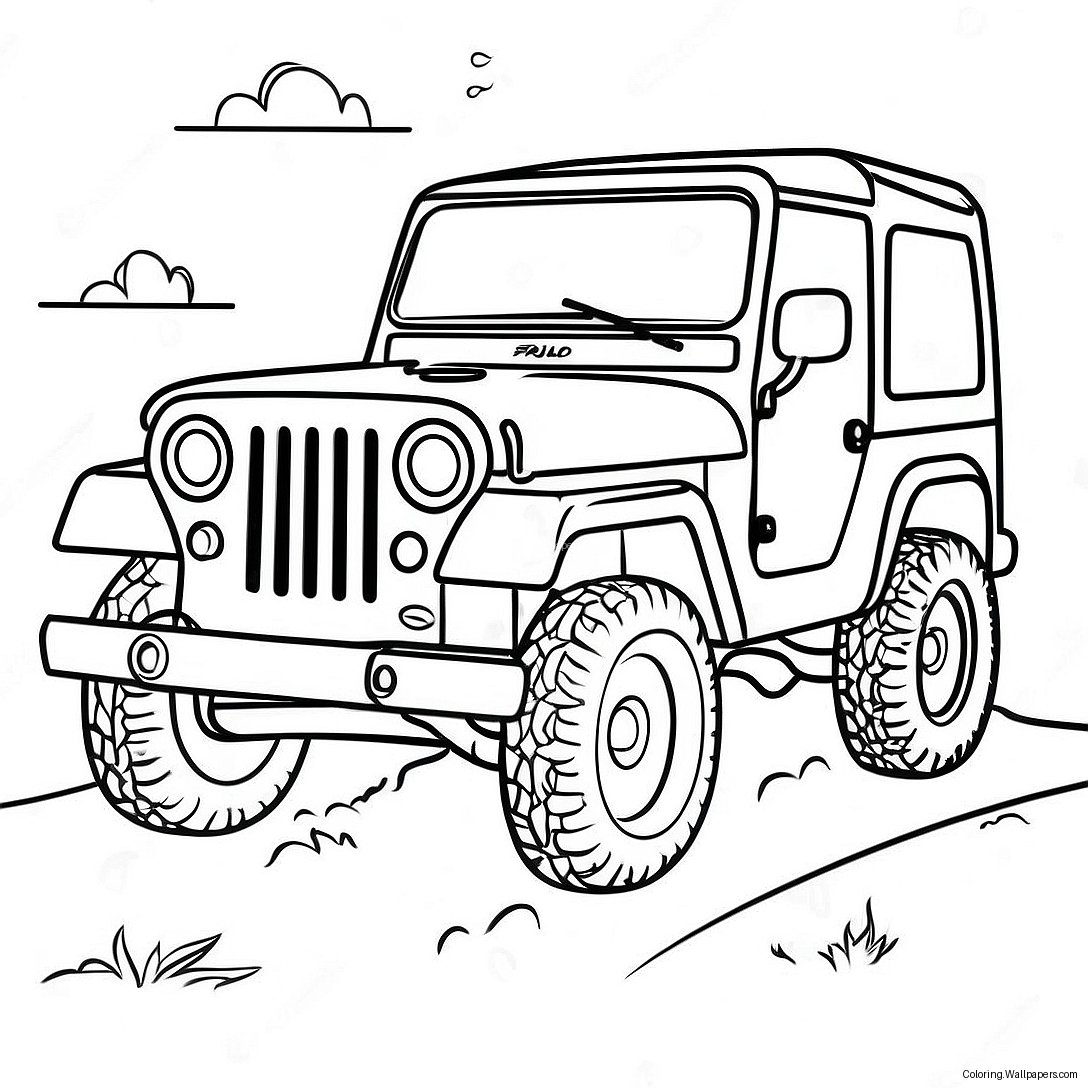 Pagina De Colorat Aventură Off-Road Cu Jeep-Ul 36696