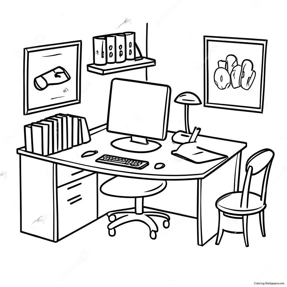 Office Desk Coloring Page 54409